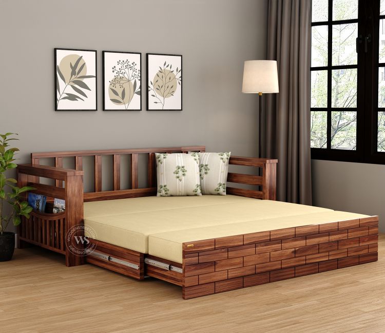Sereta 3 Seater Sofa Bed Wooden | King Size Sofa Cum Bed Design with 36 month Warranty