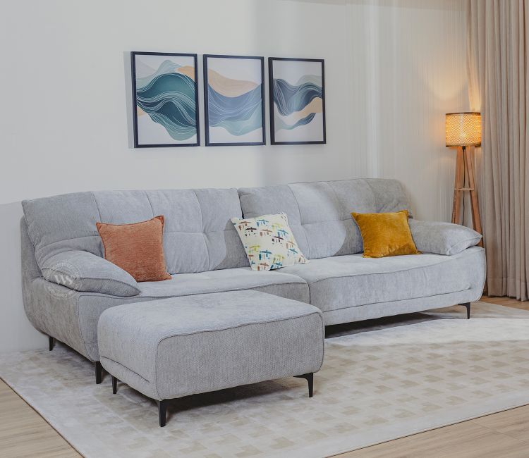Orchaze Premium L Shape Sectional Sofa (Light Grey Upholstery) Orchaze Premium L Shape Sectional Sofa (Light Grey Upholstery)