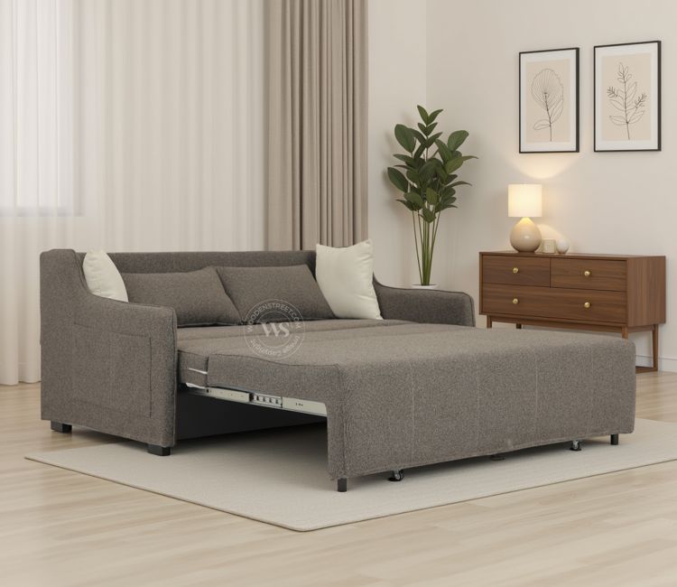 Dorado Premium Upholstery Fabric Sofa Cum Bed (Brown)
