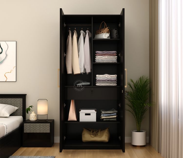 Tactica Engineered Wood Wardrobe with Textured MDF Accented Doors &amp; Drawer Storage (Trellis Pattern)