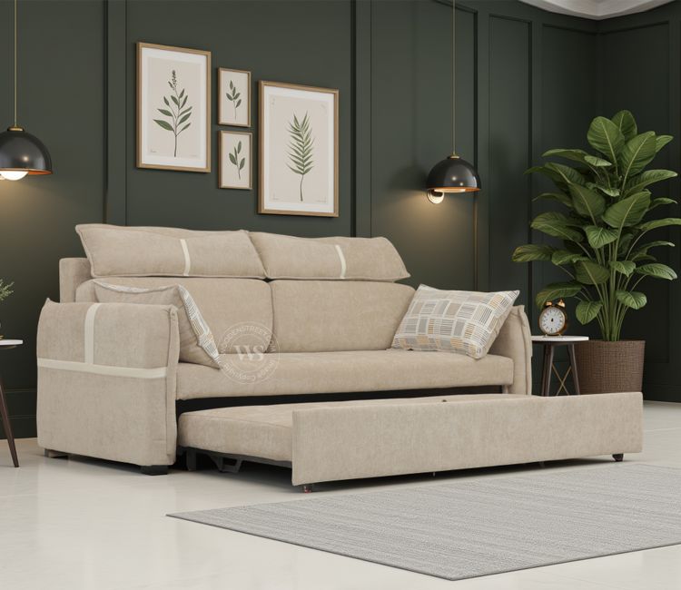 Centrica Premium Fabric Sofa cum Bed (Beige)