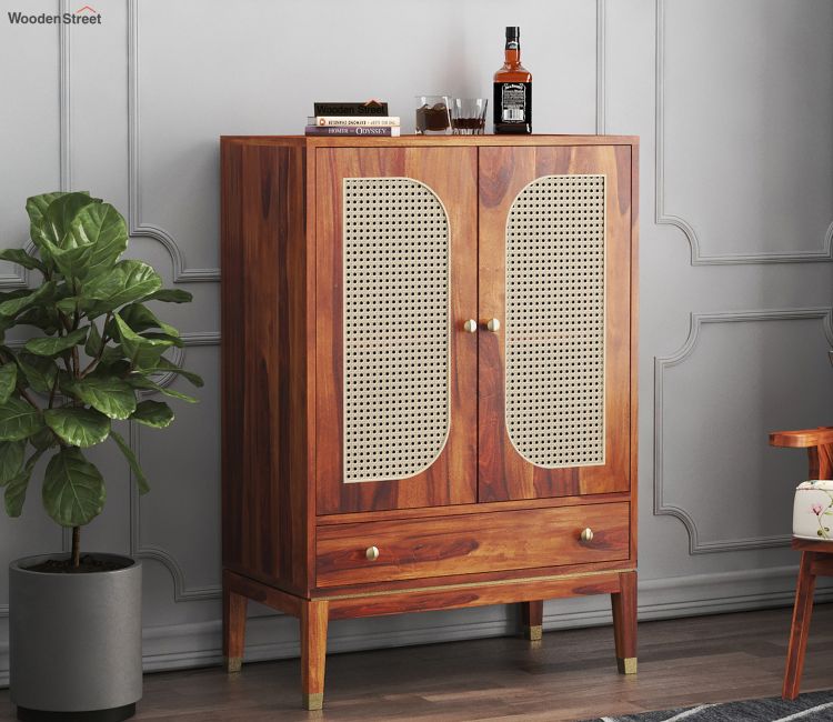 Kavin Bar Cabinet (Honey Finish)