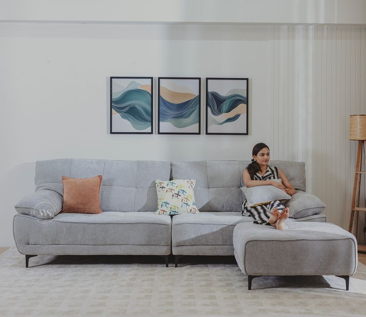 Orchaze Premium L Shape Sectional Sofa (Light Grey Upholstery) Orchaze Premium L Shape Sectional Sofa (Light Grey Upholstery)