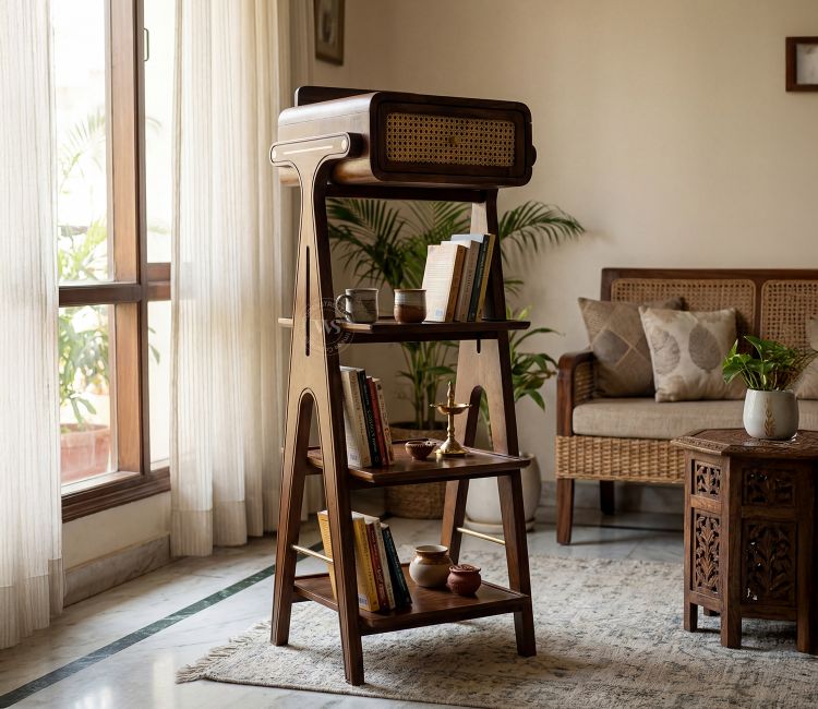 Moksha Premium Sheesham Wood Bookshelf (Teak Finish)