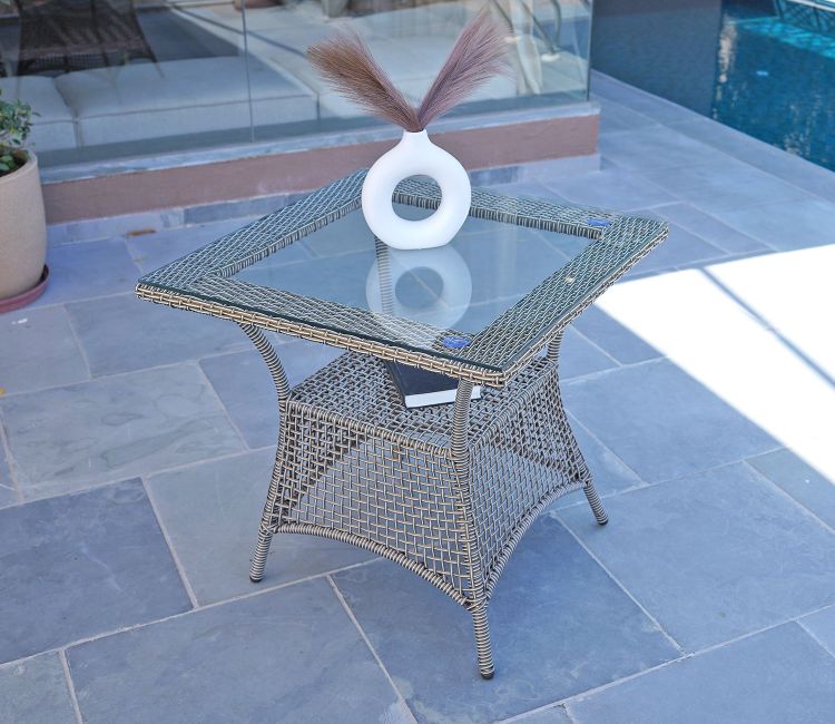 Vatican Wicker Outdoor Garden Table Large (Golden White)