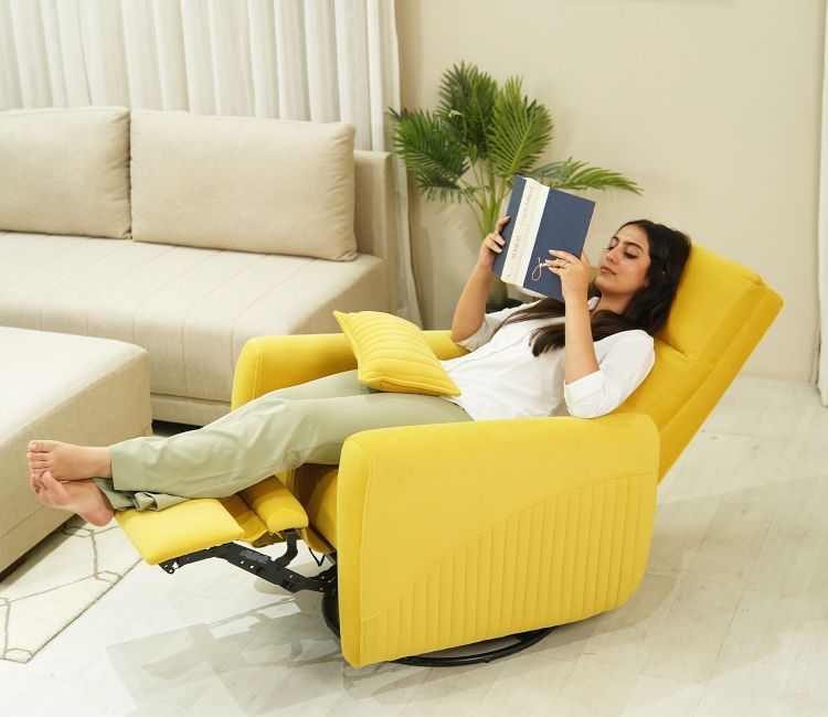 Nivaan Recliner | Motorized Single Recliner Sofa | Fabric 1-Seater Recliner Sofa
