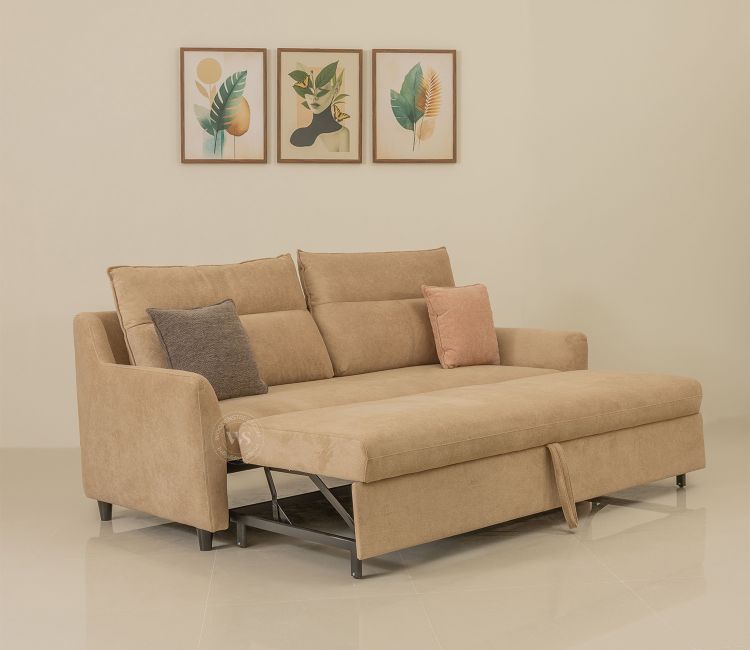 Tevo Fabric Sofa Cum Bed (Beige)