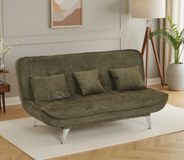 Bastion Premium Upholstery Fabric Sofa cum Bed (Green)