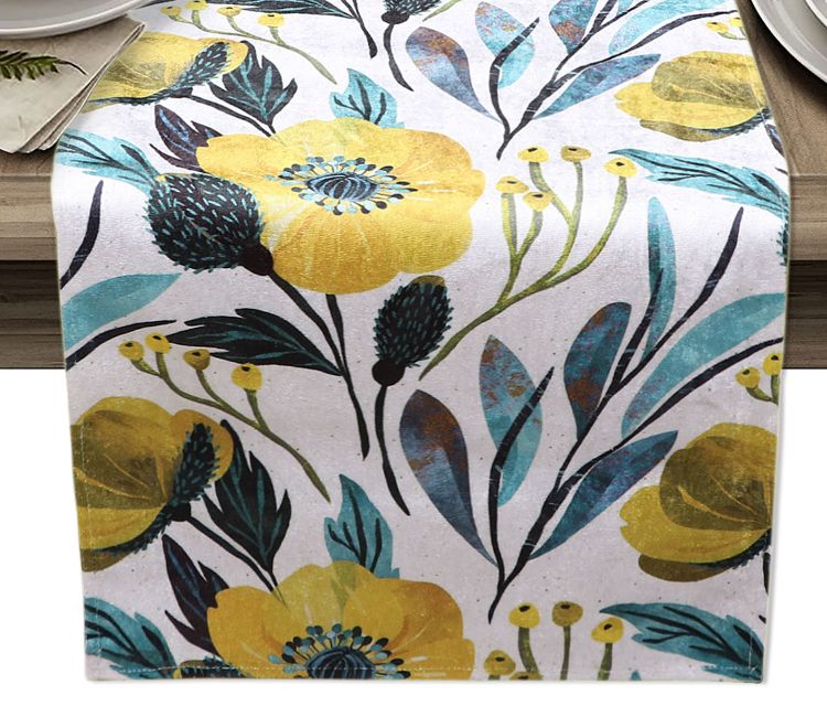 Multicolour Velvet Floral Print Table Runner (72 x 14 inches) Buy Table linen online at best price