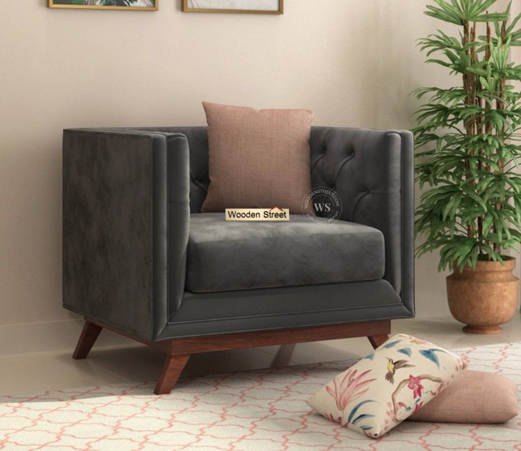 Berlin 1 Seater Sofa (Velvet, Graphite Grey) Berlin 1 Seater Sofa (Fabric, Graphite Grey)