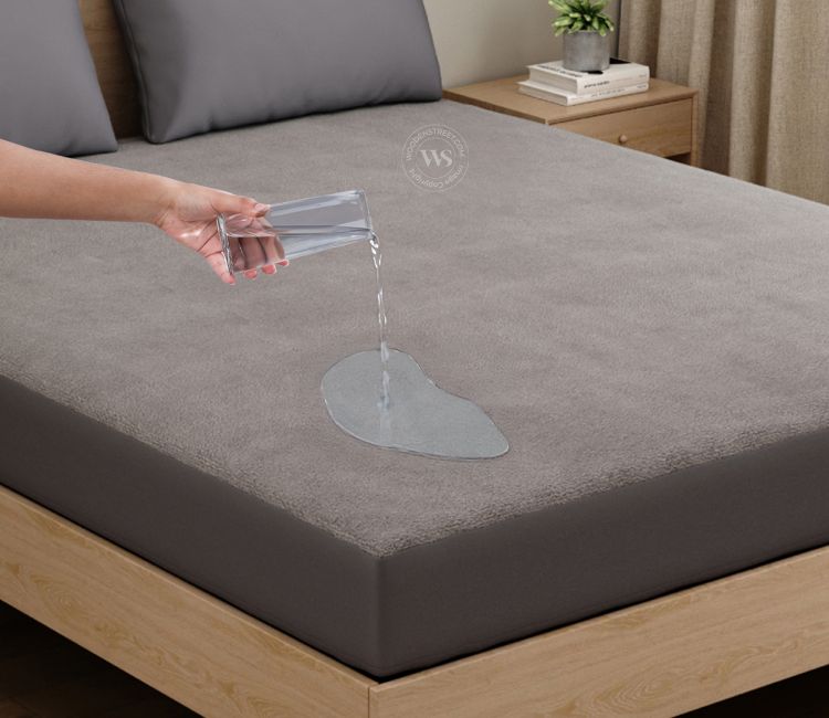 Featherix Cotton Feel Terry Ultra Soft Breathable Hypoallergenic Waterproof Mattress Protector King Size (Grey, 72 x 72)