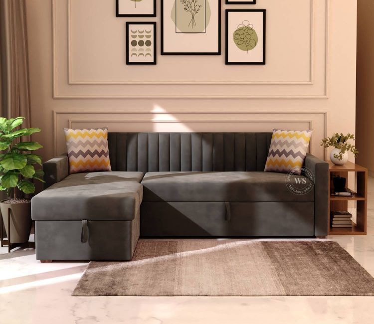Buy L Shaped Sofa Bed with Storage | fabric sofa cum bed design | sofa bed india | latest sofa design