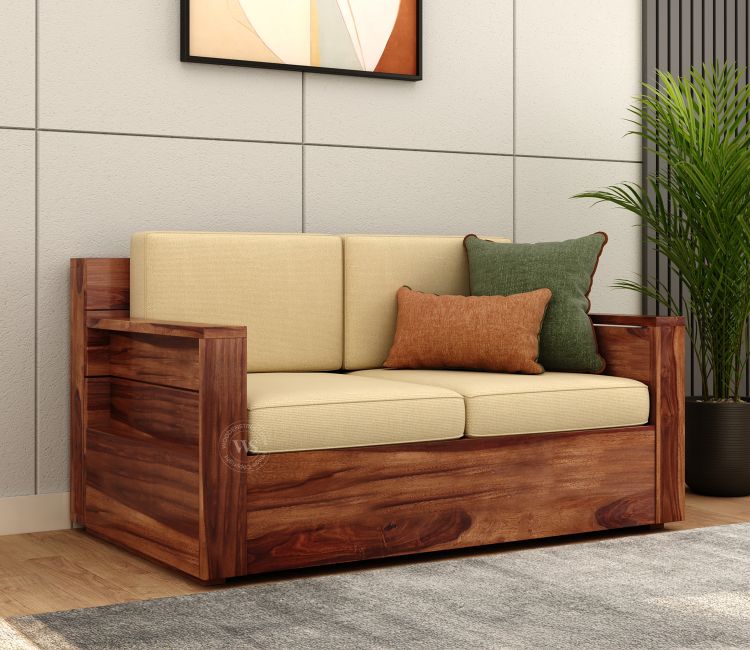 Marriott 2 Seater Wooden Sofa (Honey Irish Cream) Marriott Wooden two Seater Sofa Set Design Images