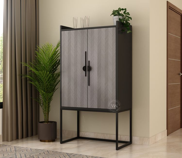 Mirella Modern Bar Cabinet with Textured Premium HDMMR Front (Chevron Pattern)