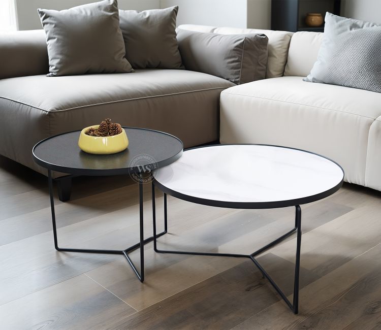 Atlas Set of 2 Black and White Coffee Table For Living Room