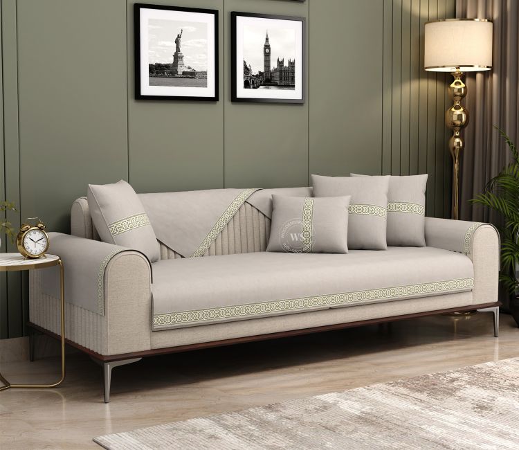 Cambridge latest cloth sofa cover in Cashew White colour at best price