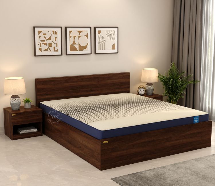 Clemency Storage Bed with Mattress (Queen Size, 78L x 66W, 6-Inch, Columbian Walnut Finish)