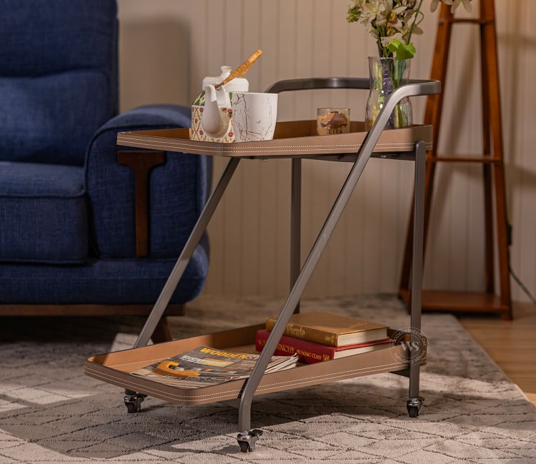 Salvador Modern Serving Trolley with Storage Shelves (Brown)