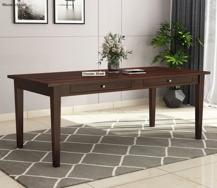 Mcbeth 8 Seater Dining Table With Storage (Walnut Finish)