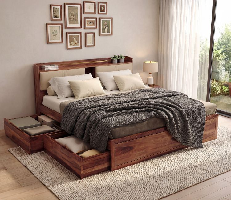 Wildon Queen Size Cot with Storage