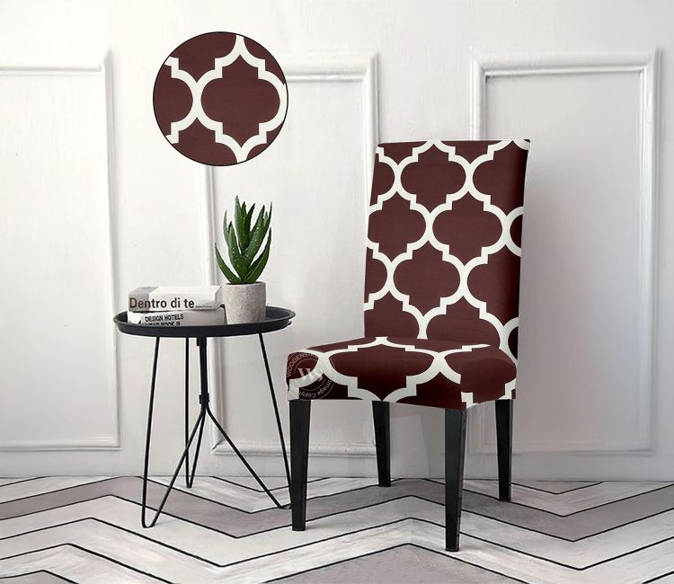 Terria Printed Polyester Spandex Chair Cover - One Piece (Brown)