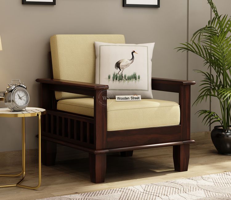 Quartz 1 Seater Wooden Sofa (Walnut Irish Cream) Quartz 1 Seater Wooden Sofa (Walnut Finish)