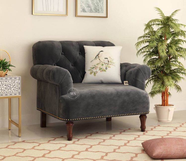 Parker 1 Seater Sofa (Velvet, Graphite Grey) Parker 1 Seater Sofa (Velvet, Graphite Grey)