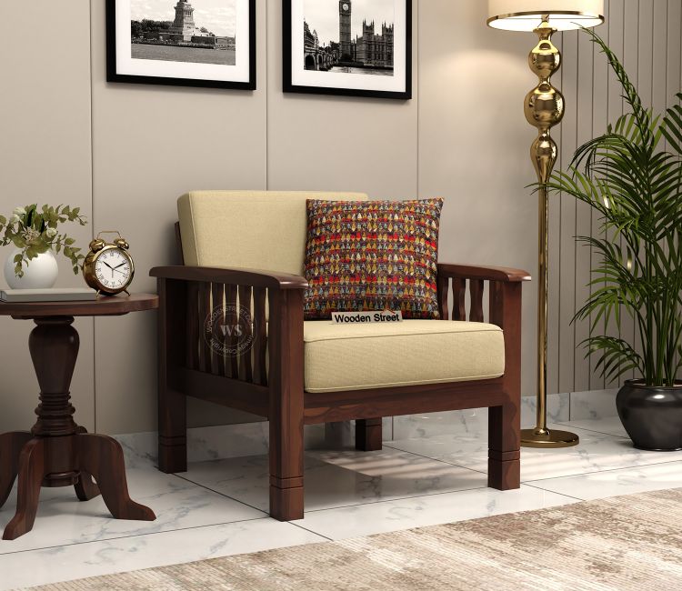 Olympia 1 Seater Wooden Sofa (Walnut Irish Cream) Olympia 1 Seater Wooden Sofa