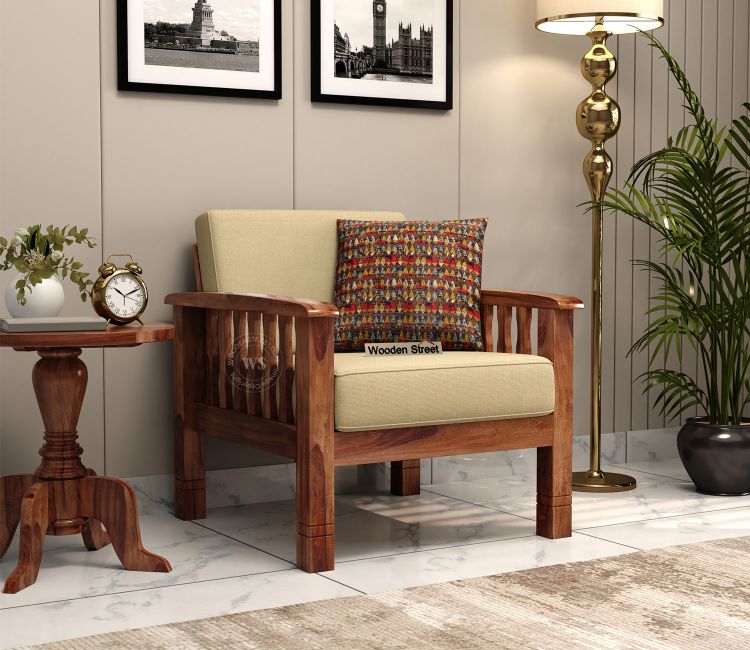 Olympia 1 Seater Wooden Sofa (Honey Irish Cream) Olympia 1 Seater Wooden Sofa