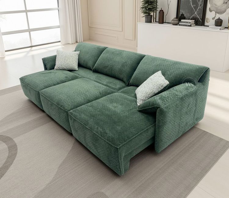 Elden Powered Recliner Sofa with Extendable Seating (Green)