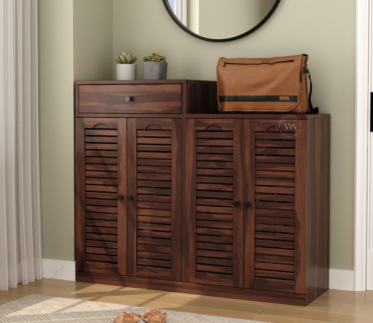 Latest Shoe Rack Design - Augur Sheesham Wood Shoe Storage Cabinet Online in India