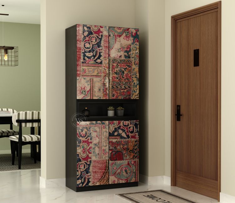 Vespera Modern Engineered Wood Shoe Rack with Laminated MDF Door Fronts (Patchwork Multi)