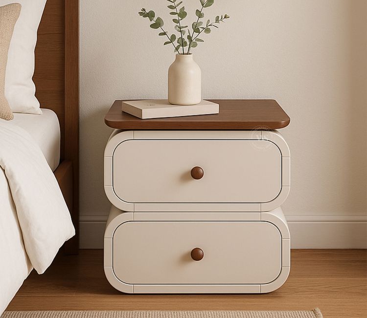 Eclare Modern Bedside Table with Drawer Storage (White Finish)