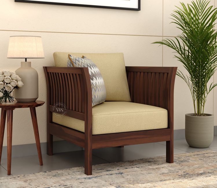 Raiden 1 Seater Wooden Sofa (Walnut Irish Cream) Raiden 1 Seater Wooden Sofa (Walnut Finish)