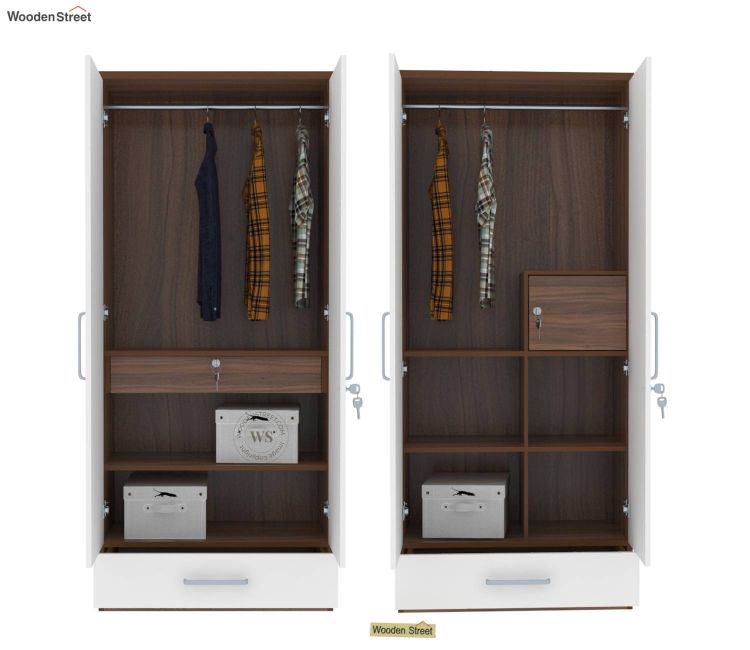 Valor 4 Door bedroom Cupboard for clothes with drawers in Teak Finish