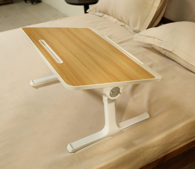 Nerdy Height Adjustable and Foldable Engineered Wood Breakfast, Study and Laptop Table (Beige)