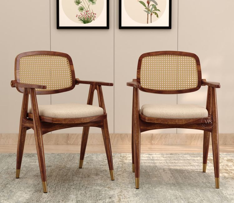 Adira Sheesham Wood Dining Chair – Set of 2 (Teak Finish)