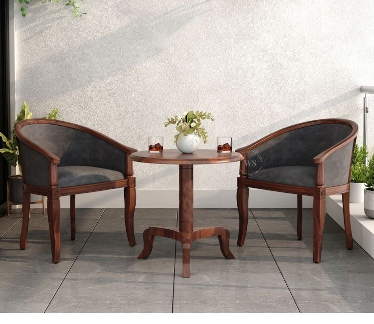 Walnut Graphite Grey Arctic 2 Seater Sheesham Wood Balcony Set