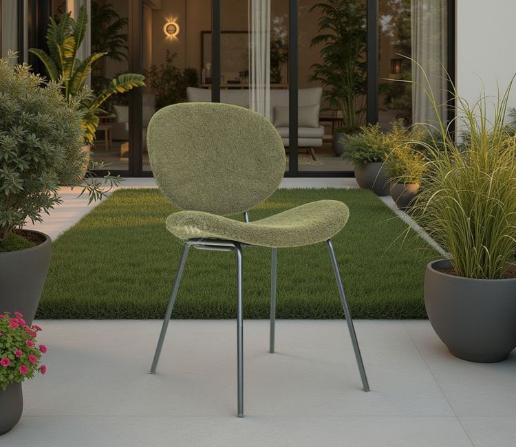 Clouda Premium Upholstered Chair in Bookley Fabric (Green)