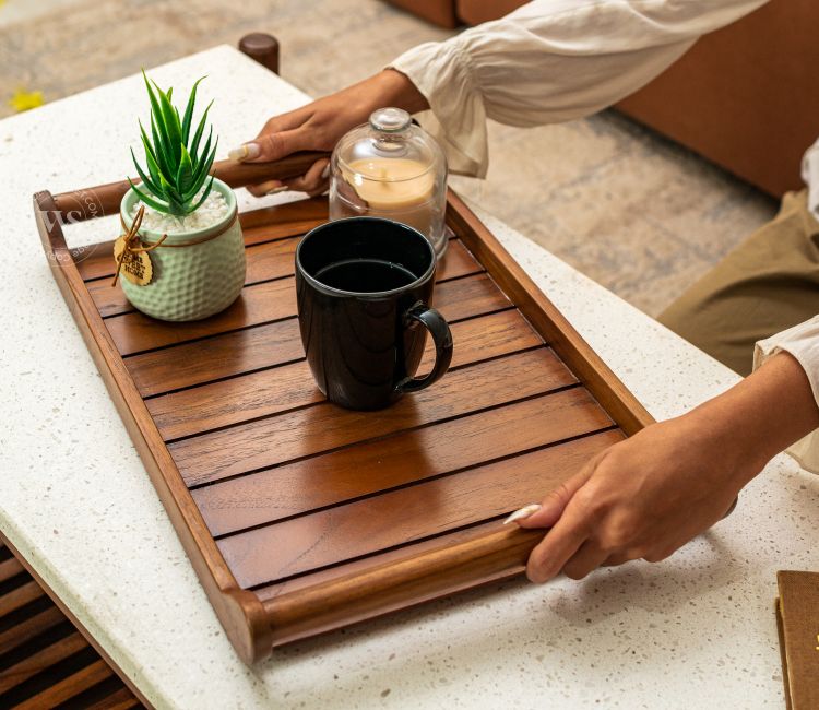 Cruiser Mango Wood Handcrafted Rectangular Serving Tray (Large)