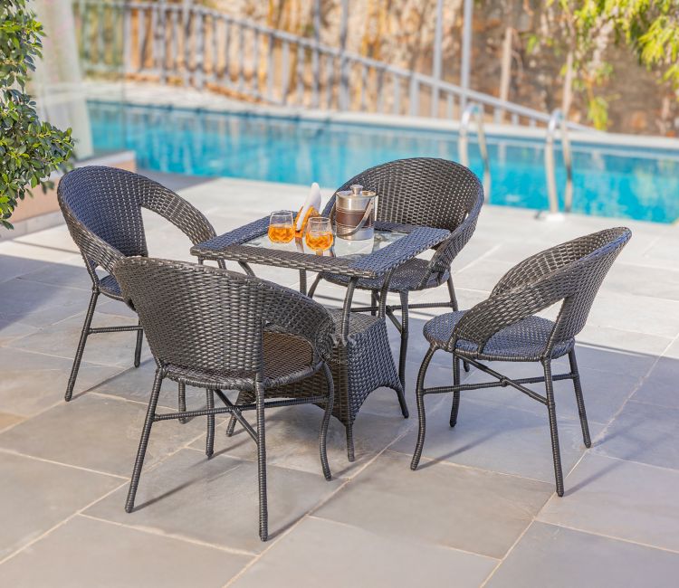 Valano 4 Seater Outdoor Set (Black)