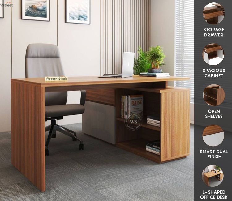 Elif Working Table with Exotic Teak Finish