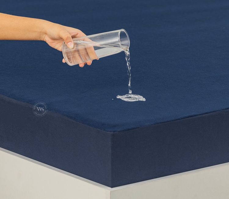 Featherix Cotton Feel Terry Ultra Soft Breathable Hypoallergenic Waterproof Mattress Protector King Size (Dark Blue, 72 x 72)