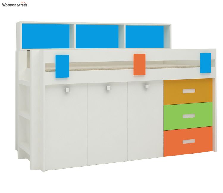 Kids Cupboard Design - Cherokee Loft Bunk Bed Left Ladder with Storage