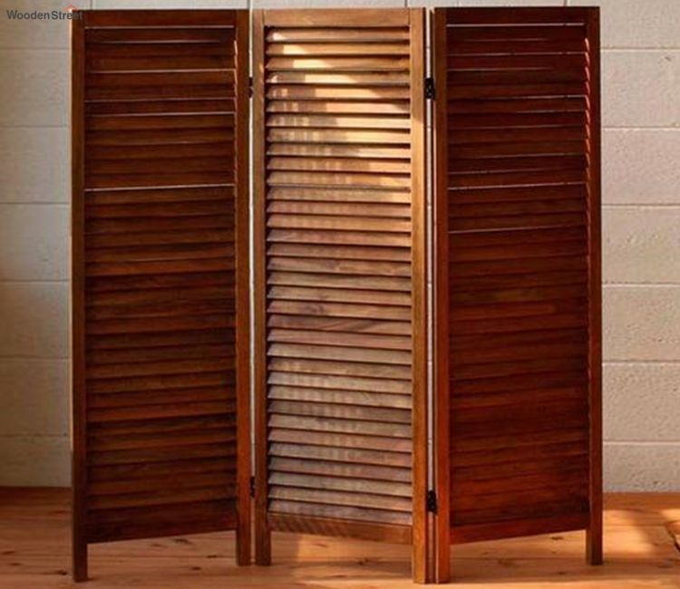 Living Hall Partition:3 Panel Roza Wooden Partition | Partition Panels For Offices