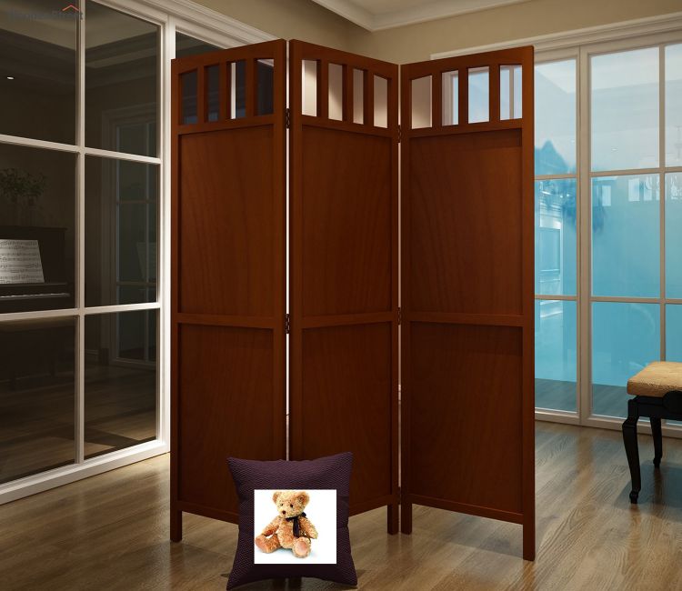 Living Hall Partition:3 Panel Roza Wooden Partition | Partition Panels For Offices