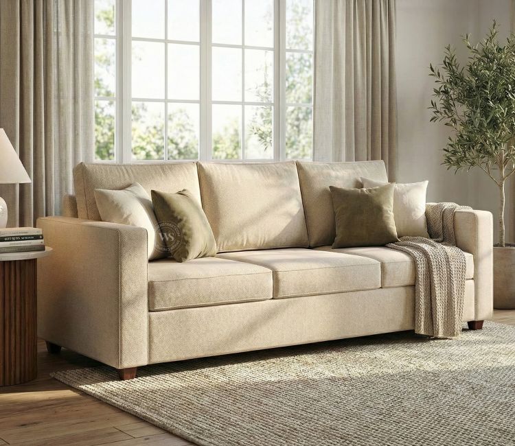 simple sofa design - Albus 3 Seater Fabric Sofa small
