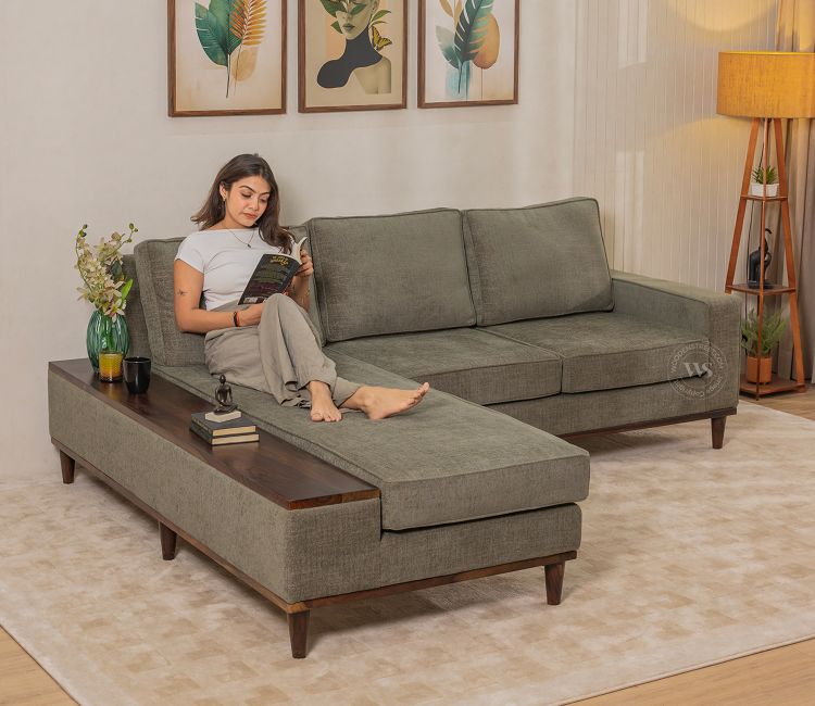 living room sofa design - Ashion Premium Left Aligned L Shape Sofa in bangalore, delhi, mumbai