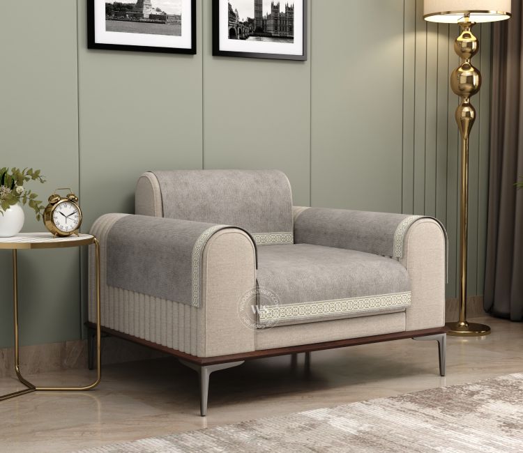 1 seater fabric setty cover for couch in Latte Beige colour