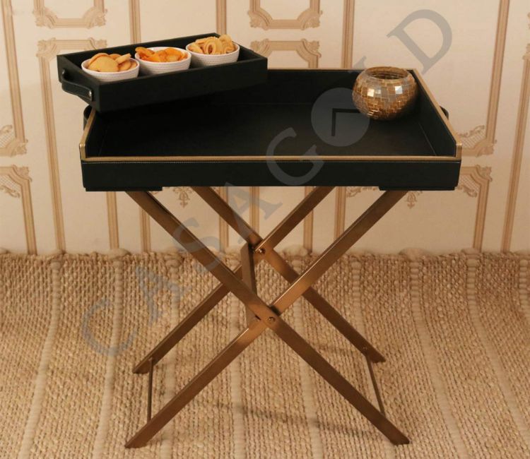 Bed Tray Table - Shop Black Leather Butler Tray Table Online